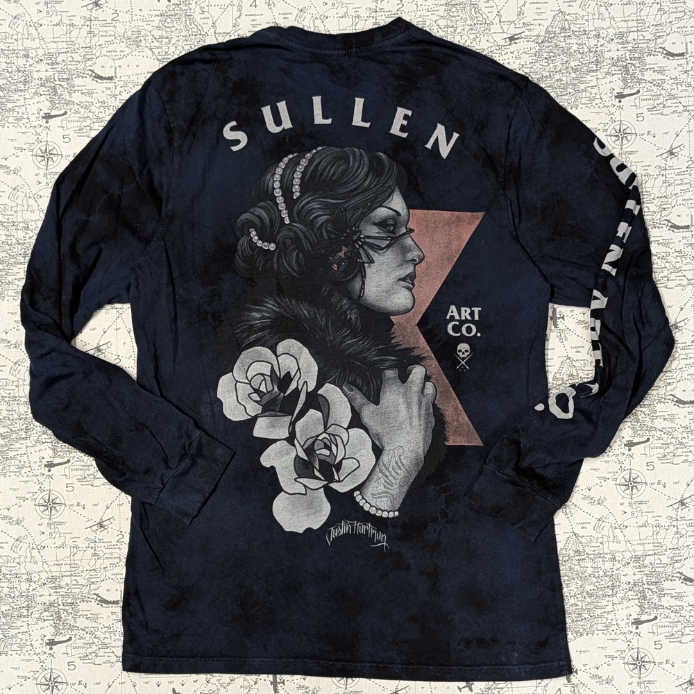 Sullen Art Co Men's Navy & Black Graphic Long Sleeve Tee Size Medium
